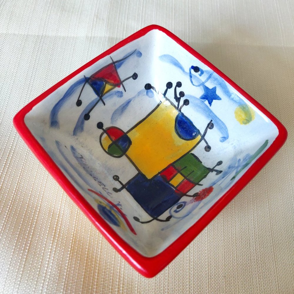 Handmade Colourful Ceramic Square Tray.